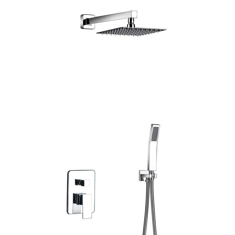 Rain Shower Set System 8" - 12" in Chrome with Thermostatic Smart Mixer - CARA Cara FLUXURIE.COM 