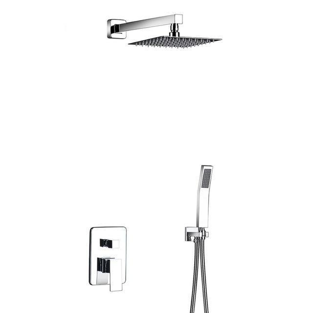 Rain Shower Set System 8" - 12" in Chrome with Thermostatic Smart Mixer - CARA Cara FLUXURIE.COM Stainless Steel 12" 