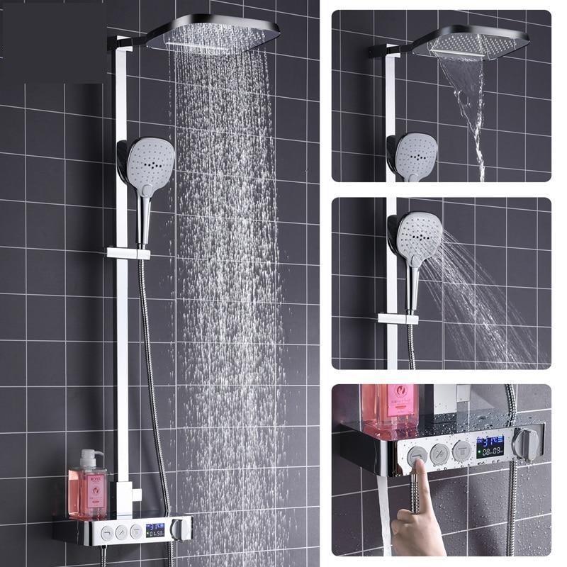 Rain / Waterfall 10 inch Shower System with Smart Thermostat - Olinda Rain / Waterfall 10 inch Shower System with Smart Thermostat - Olinda FLUXURIE.COM 
