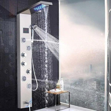 Rain / Waterfall Shower Panel with Body Sprays - BELINDA Belinda FLUXURIE Brushed nickel panel 
