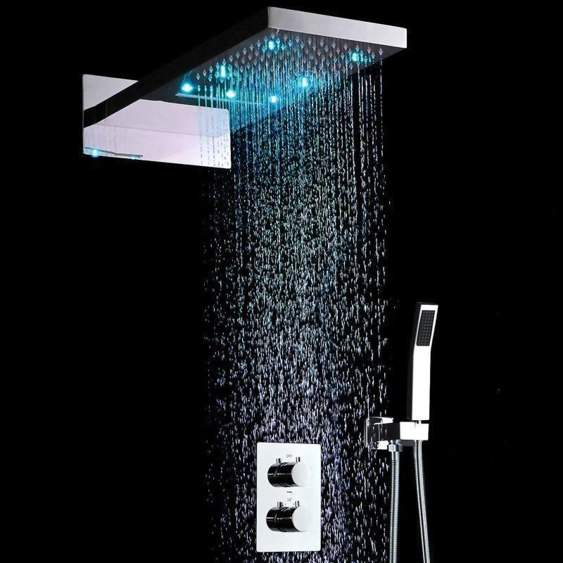 Rain / Waterfall Shower Set System 22 inch with Temperature Controlled LED - Nevia Nevia FLUXURIE.COM 