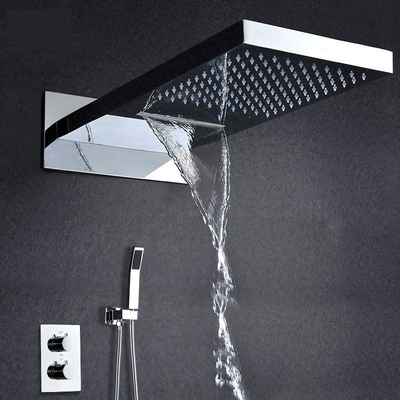Rain / Waterfall Shower Set System 22 inch with Thermostatic Smart Mixer - AMBRA Ambra FLUXURIE.COM 