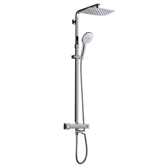 Rainfall 10 x 8 inch Shower Set System with Thermostatic Mixer - <i>Telica S</i> Rainfall 10 x 8 inch Shower Set System with Thermostatic Mixer - <i>Telica S</i> FLUXURIE.COM Default Title 