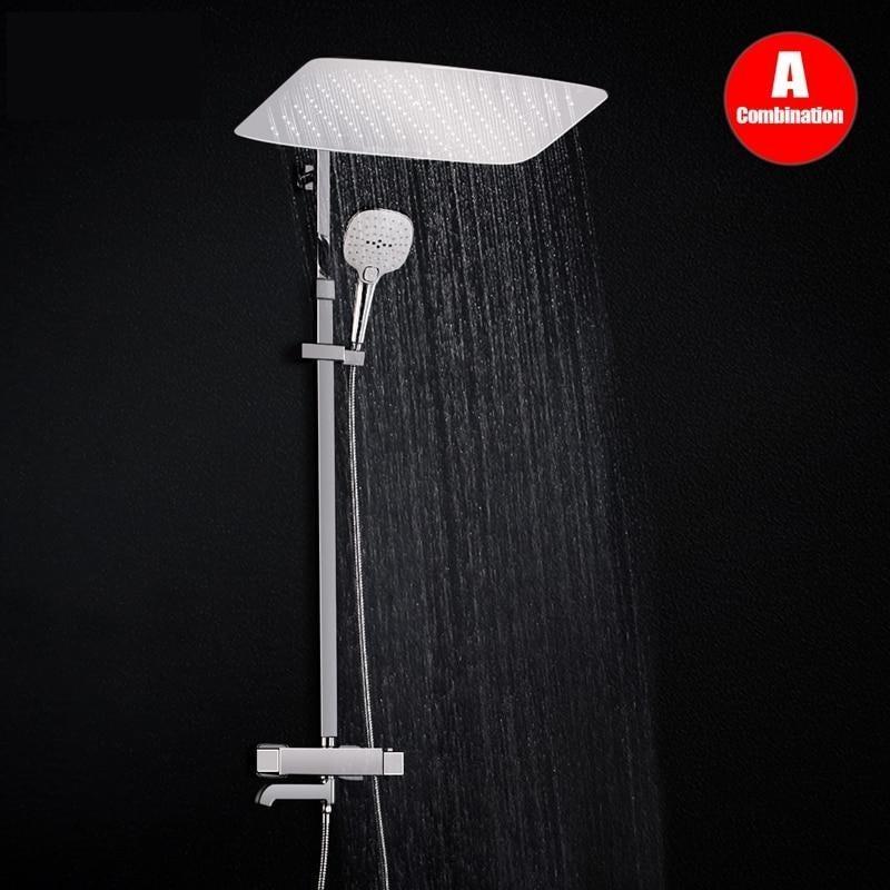 Rainfall 22 x 14 inch Shower Set System with Thermostatic Mixer - <i>Telica L</i> Rainfall 22 x 14 inch Shower Set System with Thermostatic Mixer - <i>Telica L</i> FLUXURIE.COM 