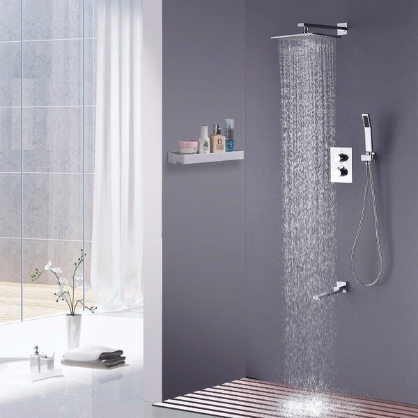 Rainfall Shower Set System 10 inch with Temperature Control Mixer - Lidania Rainfall Shower Set System 10 inch with Temperature Control Mixer - Lidania FLUXURIE.COM 