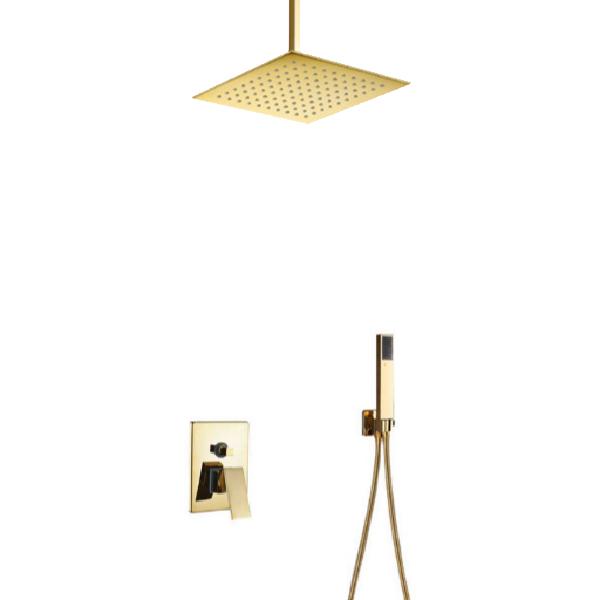 Rainfall Shower Set System 8 inch in Gold - LUXURA Luxura FLUXURIE.COM Ceiling mount without tub spout 