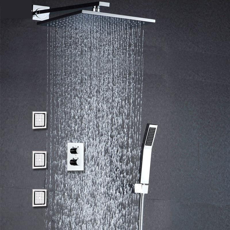 Rainfall shower system set 10 inch with air injection technology and 3 body jets - Scaletta Rainfall shower system set 10 inch with air injection technology and 3 body jets - Scaletta FLUXURIE.COM Default Title 