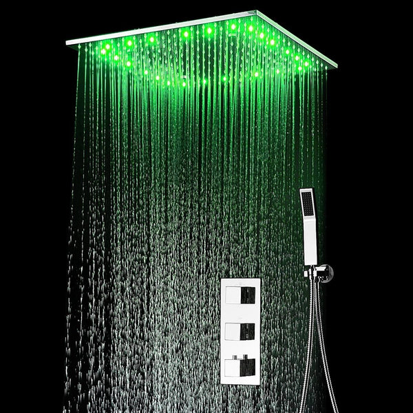 Rainfall / SPA Mist 20 Inch Shower Set System with Temperature Controled LED - Samona Rainfall / SPA Mist 20 Inch Shower Set System with Temperature Controled LED - Samona FLUXURIE.COM 