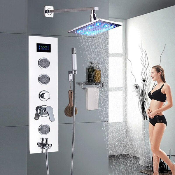 Refined LED Shower Panel and Shower Head Free Combination Wall Mounting Chrome - CESA Cesa FLUXURIE.COM 