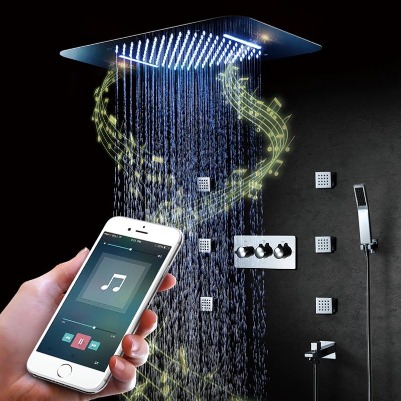 Shower with bluetooth speaker, Phone controllable LED, Rain- , Waterfallmode and 6 Bodysprays - APOLLONIA Apollonia FLUXURIE.COM 