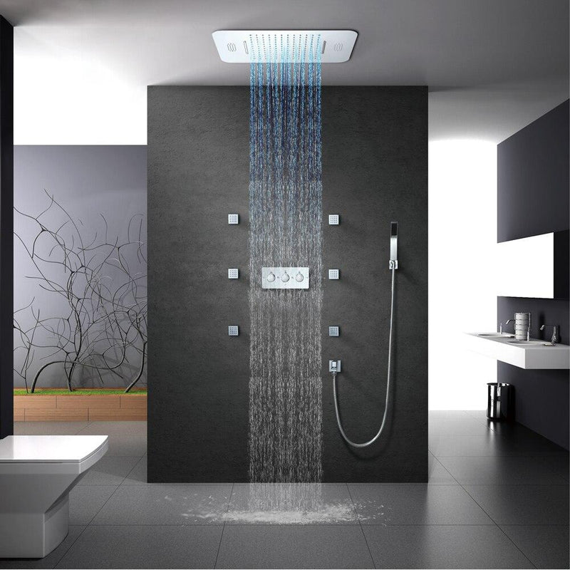 Shower with bluetooth speaker, Phone controllable LED, Rain- , Waterfallmode and 6 Bodysprays - APOLLONIA Apollonia FLUXURIE.COM 