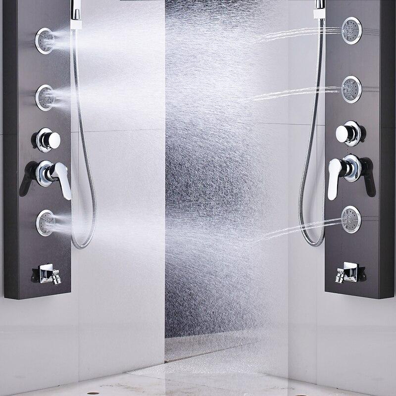 Stainless steel rain/ waterfall shower panel with body jets - OLIVIA Olivia FLUXURIE.COM 