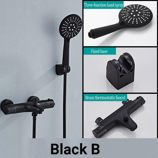 Thermostatic Wall Mount Various Colors and Variants Contemporary Tub Faucet- XENIO Xenio FLUXURIE.COM Black B 