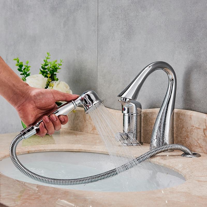 Various Colors Chrome Nickel Modern Bathroom Faucet with Hand Shower- ALEXANDROS Alexandros FLUXURIE.COM 