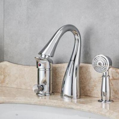 Various Colors Chrome Nickel Modern Bathroom Faucet with Hand Shower- ALEXANDROS Alexandros FLUXURIE.COM Chrome 