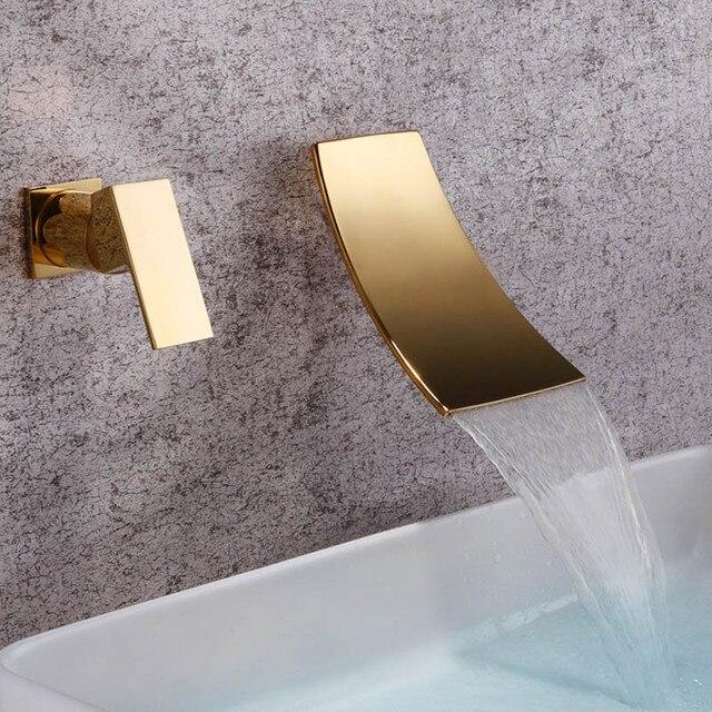 Wall Mount Waterfall Bathroom Faucet - MYRON Myron fluxurie.com Gold 
