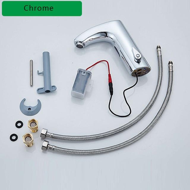 White Smart Sensor Basin Faucet with Electric Touch & Touchless Sink Basin Tap / Hot And Cold Mixer FLUXURIE.COM Chrome 